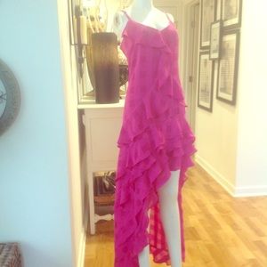 Rachel Roy pink ruffle asymmetrical dress Size 12